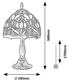 Brilagi - Tiffany vitrázs asztali lámpa LORAS 1xE14/40W/230V