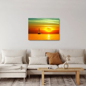 Naplemente egy jachttal képe (üvegen) (70x50 cm)