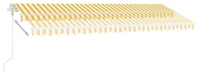 sárga-fehér szélérzékelős és LED-es napellenző 500x300 cm