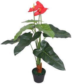 műflamingóvirág virágcseréppel 90 cm piros és sárga