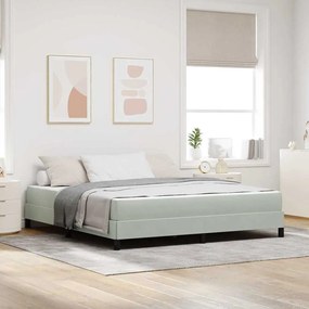 Boxspring ágy matraccal Világosszürke 180 x 200 cm Bársony