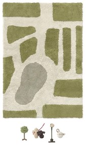 Zöld-krémszínű pamut gyerek játszószőnyeg 90x130 cm Hyde Park – Lorena Canals