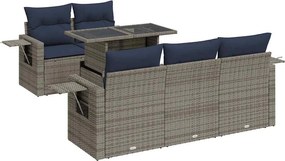 vidaXL 6 részes szürke polyrattan kerti ülőgarnitúra párnákkal