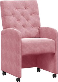 vidaXL Kerekes Étkező Székek 2 pcs Rózsaszín 58 x 67 x 97 cm Bársony