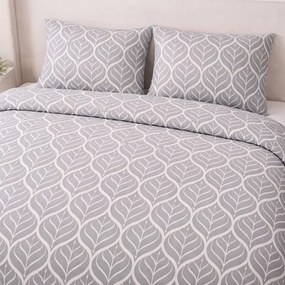 Leaf szurke pamut ágyneműhuzat 140x200cm+90x70cm TiaHome