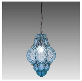 SIRU- Csillár láncon CLASSIC 1xE27/60W/230V átm. 30 cm kék/fekete Velencei üveg