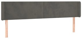 sötétszürke bársony szárnyas fejtámla 163x16x78/88 cm