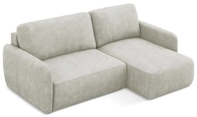 Krémszínű zsenília kinyitható-tárolóhelyes sarokkanapé (jobb oldali-heverő résszel) Lilo – Makamii