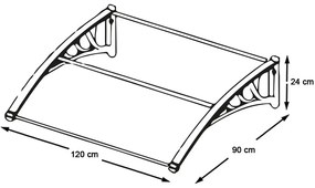 Műanyag előtető több méretben és színben-120x90 cm-fehér