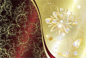 Fotótapéta Arany virág Glamour gyémántokkal falra 208x146 +ragasztó