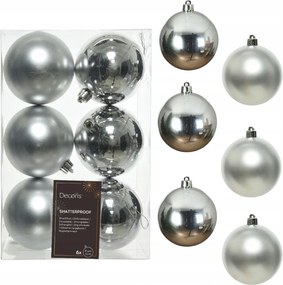 Műanyag karácsonyfadísz fényes matt x6 Ezüst karácsonyfadísz