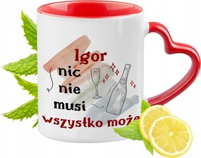 Igornak Piros Bögre Szív Alakú Füllel Ajándék Nyomtatott