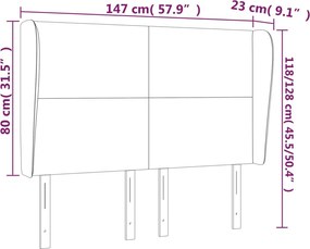 világosszürke szövet fejtámla szárnyakkal 147 x 23 x 118/128 cm