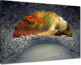 Vászonkép 60x40 Út az erdőben ősz