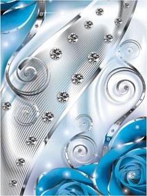 Fotótapéta Kék rózsák Gyémánt vonalak vinil 184x254 +ragasztó