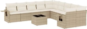 vidaXL 11 részes bézs polyrattan kerti ülőgarnitúra párnákkal