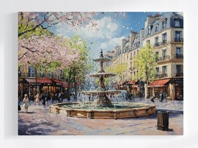 Vászonkép Canvas Város Párizs Tér Szökőkút Kávézó Tavasz 80x60