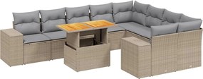 vidaXL 10 részes bézs polyrattan kerti ülőgarnitúra párnával