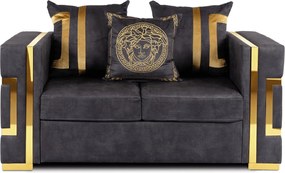 Kétszemélyes kanapé fekete/arany színben PALLAZO 2S