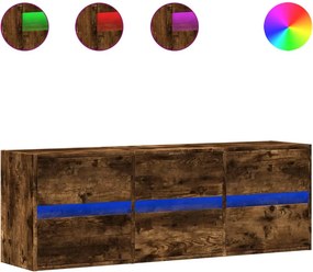 vidaXL füstös tölgy színű fali TV-szekrény LED-ekkel 130x31x45 cm