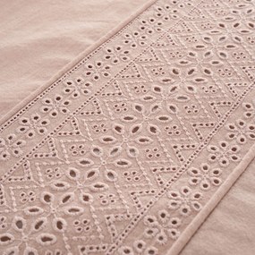 Rózsaszín kétszemélyes-hosszabbított ágyneműhuzat 230x220 cm Broderie Anglaise – Catherine Lansfield
