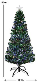 Műfenyő száloptikával színes LED-del több típusban-180 cm-es