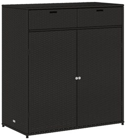 fekete polyrattan kerti tárolószekrény 105 x 55 x 113 cm