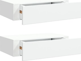 vidaXL 2 db fehér MDF falra szerelhető fiókos polc 40 x 23,5 x 10 cm