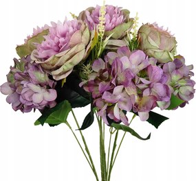 Hortenzia rózsa csokor lila-zöld 0836-6