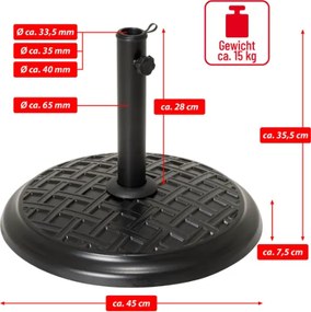 Napernyőtalp kerek 15 kg Ø 45 cm