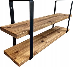 Polc vastag fenyő fa dupla ipari akasztós 120x25cm tömör