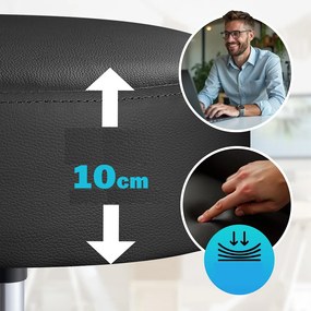 Casaria ROLAND háttámlás görgős puff, Ø35cm, fekete