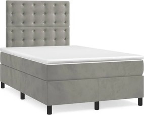 vidaXL világosszürke bársony rugós ágy matraccal 120 x 200 cm