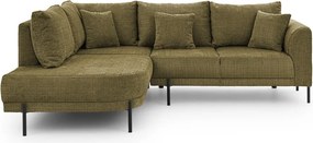 Zöld zsenília sarokkanapé (bal oldali-L alakú) Mauris – Ropez