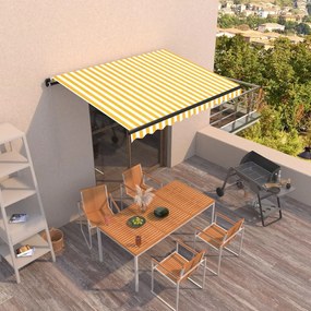 sárga és fehér kézzel kihúzható napellenző 350 x 250 cm