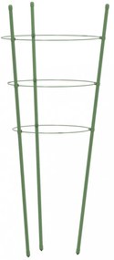 5 db zöld acél kerti növénytámasz 3 gyűrűvel 60 cm