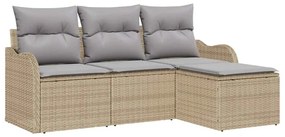 vidaXL Kerti Kanapé Szett párnával tárolóval 4 pcs Bézs polirattan