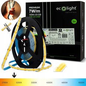 Cob Led Szalag Professzionális 7W/m 12V Meleg Fehér 3000K Neon 630lm/m IP20