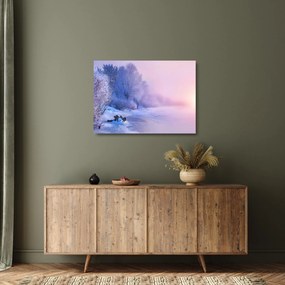 Kép - Befagyott folyó (üvegen) (70x50 cm)
