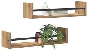 Falipolcok 2 db Kézműves tölgy 60x16x14 cm Műgyanta