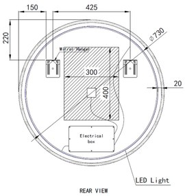 Kerek Led tükör Ø80cm Welland Alpha | Páramentesítő - Óra - Fényerő + színhőfok állítás