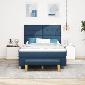Boxspring Ágy Matraccal és Padot Kék 140x200 cm Szövet
