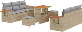 vidaXL Kerti Kanapé Szett 11 pcs Beige és Világosszürke polirattan