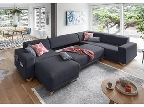 Antracitszürke kinyitható-tárolóhelyes sarokkanapé (jobb oldali-U alakú) Classy Sophie – Miuform