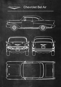 Poszter Chevrolet Bel Air Retro Patent Séma