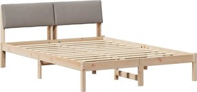 vidaXL Ágykeret fejtámlával Barna és taupe 150 x 200 cm Tömör fenyőfa