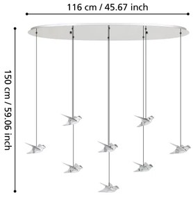 Eglo 390401 - LED Dimmelhető csillár zsinóron PARATEBUENO 8xLED/4,2W/230V króm