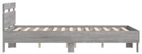 szürke sonoma színű szerelt fa ágykeret fejtámlával 135x190 cm
