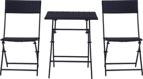 Outsunny Polyrattan Kerti Bútor Szett, Kültéri Lounge Balkoni Bútor 2 Személyre, 3 Részes Ülőgarnitúra, 2 Szék, Asztal | Aosom