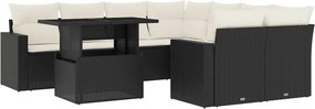 vidaXL 9 részes fekete polyrattan kerti ülőgarnitúra párnákkal